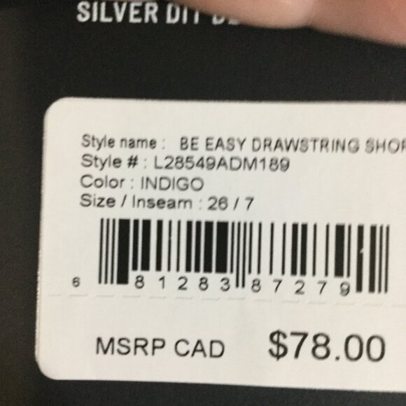 NWT Silver jean shorts 26 inch waist with 7inch inseam drawstring at waist - Picture 7 of 8